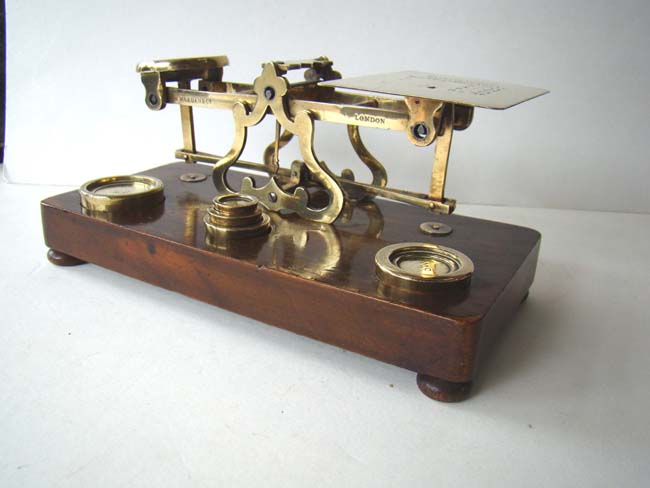 A small late Victorian Postal Scale with its' original brass weights circa 1900